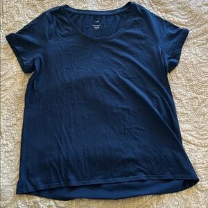 J. Jill Deep Blue Everyday Cotton Tee, Shirt Sleeve, Scoop Neck